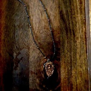 Black and Gold glass beaded leaf choker